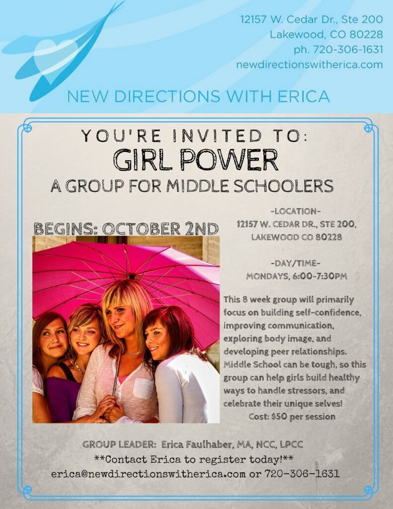 NDWE Girl Power Group Flyer 791x1024 Erie Colorado Mental Health Workshops